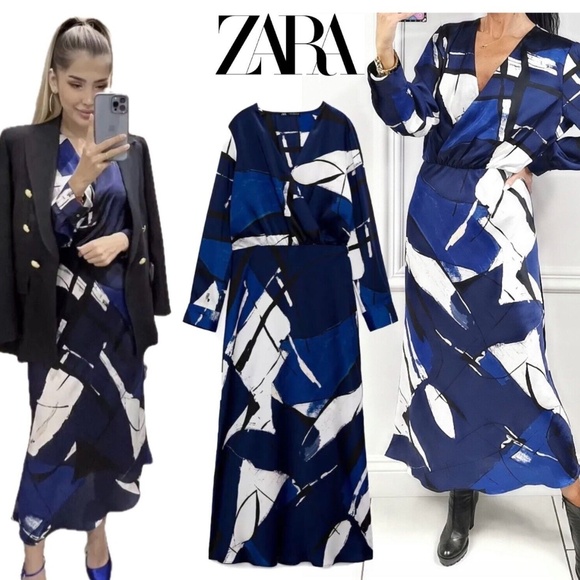 NWT Zara Abstract Printed Dress Sz. L - Picture 1 of 6